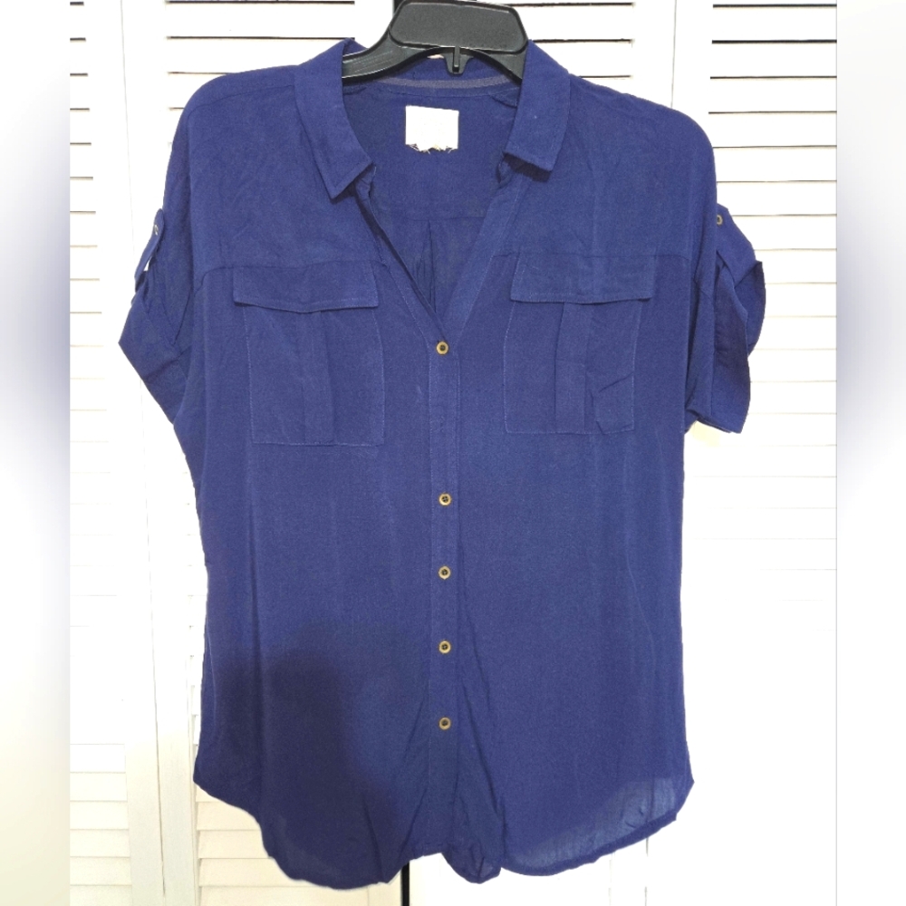 Anthropologie Edme & Esyllte Women's 4 Blue Button-Up Top